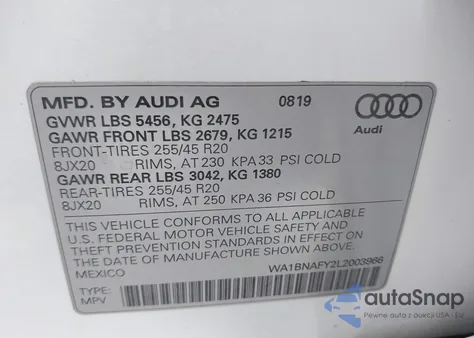 2020 Audi Q5 Premium Plus 45 Tfsi Quattro S Tronic из США, поврежденный, VIN WA1BNAFY2L2003966